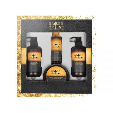 Kit tratament reparator si hidratant Argan de Luxe, Sampon 300 ml + Balsam 300 ml + Masca 250 ml+Ser reparator 100ml cadou