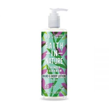 Lotiune pentru Maini si Corp cu Lavanda si Muscata - Faith in Nature Lavender & Geranium Hand & Body Lotion, 400 ml