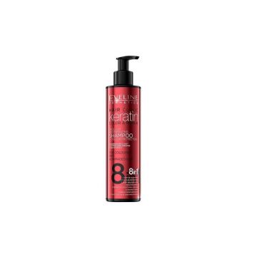 Sampon Regenerator cu Keratina, Eveline Cosmetics, 8 in 1 Hair Clinic Keratin, Color Repair, 245 ml