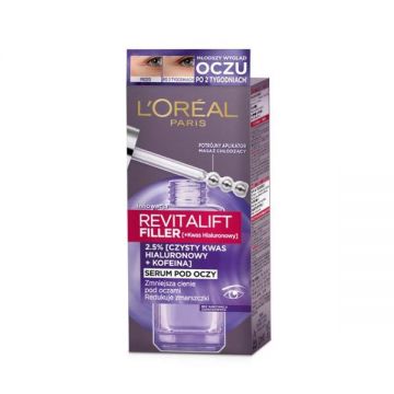 Ser pentru Ochi cu Acid Hialuronic si Cafeina - L'Oreal Paris Revitalift Filler, 20 ml