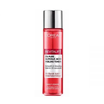 Tonic Exfoliant pentru Fata cu Pepene Verde - L'Oreal Paris Revitalift 5% Pure Glycolic Acid Peeling Toner, 180 ml