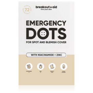 breakout + aid Emergency Dots For Spots and Blemishes tratament topic pentru acnee cu niacinamidă și zinc