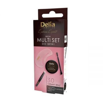 Set Multifunctional pentru Sprancene - Delia Cosmetics, nuanta 3.0 Dark Brown, 4 ml