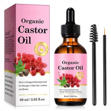 Ulei de Ricin Organic pentru Cresterea Genelor, Sprancenelor si Parului, Fara Hexan, NOVA KISS  , 60 ml