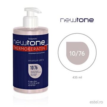 Masca nuantatoare pentru par cu keratina Haute Couture NEWTONE, 10/76 Blond maro-violet, 435 ml
