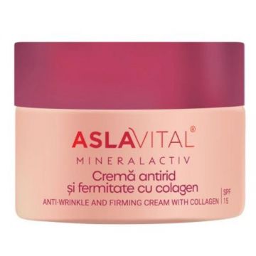 Crema Antirid si Fermitate cu Colagen SPF15 - Aslavital Mineralactiv SKINectura Anti-Wrinkle and Firming Cream with Collagen, 50 ml
