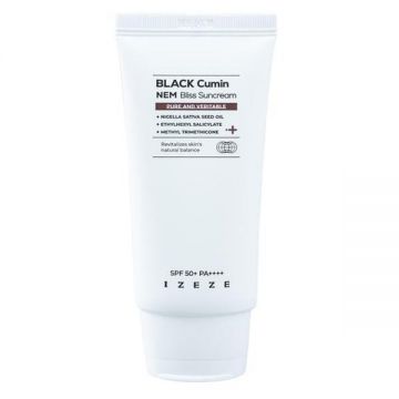 Crema cu protectie solara SPF 50+ PA++++ cu ulei de Chimen Negru, Niacinamide si unt de Shea, Black Cumin NEM, IZEZE, 50 ml