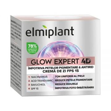 Crema de Zi Impotriva Petelor Pigmentare & Antirid FPS15 - Elmiplant Glow Expert 4D, 50 ml