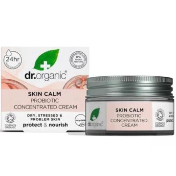 Crema de zi probiotica pentru piele sensibila Dr Organic Skin Calm 50 ml