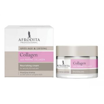 Crema Nutritiva pentru Ten Uscat si Obosit - Cosmetica Afrodita Anti-Age & Lifting Collagen Nourshing Cream, 50 ml