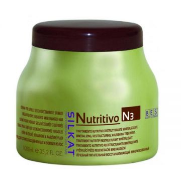 Masca Nutritiva pentru Par Degradat - Bes Silkat Nutritivo N3 Mineralizing, Restructuring, Nourishing Treatment, 1000 ml