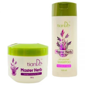 Set Anti Albirea Parului, Master Herb: Sampon 420 ml + Crema Balsam, TianDe, 500 g