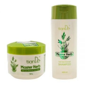 Set Anti Cadrerea Parului, Master Herb: Sampon 420 ml, Crema Balsam, TianDe, 500 g