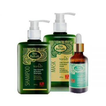 Set pentru Activarea Cresterii Parului, Sampon 250 g + Masca 250 g + Tonic 50 g, TianDe, Bio Rehab