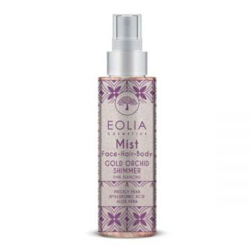 Spray Hidratant Iluminator pentru Fata-Corp-Par cu Acid Hialuronic, Aloe Vera si Cactus - Eolia Cosmetics Gold Orchid Shimmer Pink Diamond Mist Face, Hair & Body, 150 ml