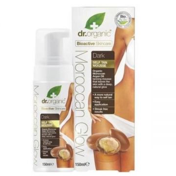 Spuma autobronzanta Dark Bio Moroccan Glow Dr Organic, 150 ml
