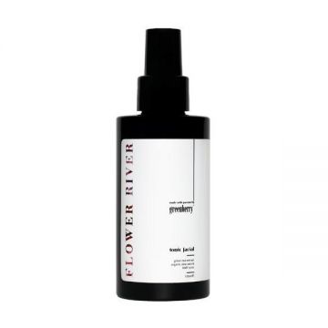 Toner facial Flower River cu factori naturali de hidratare si extract de ceai verde, pentru piele uscata, normala, sau grasa, Greenberry Skincare, 50 ml