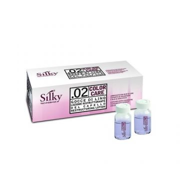 Tratament Restructurant Leave-In  - Silky Color Care Gocce Di Lino Restructuring Lotion, 10 fiole x 10 ml