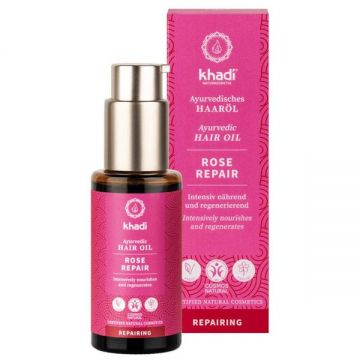 Ulei Reparator pentru Par Uscat, Degradat - Khadi Ayurvedic Hair Oil Rose Repair, 50 ml