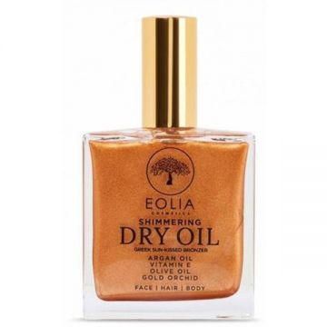 Ulei Uscat Stralucitor cu Efect Bronzant pentru Corp, Fata si Par - Eolia Cosmetics Shimmering Dry Oil Greek Sun-Kissed Bronzer, 100 ml