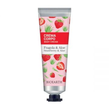 Crema de corp parfumata cu capsuni si aloe, - Family Bioearth, 75 ml