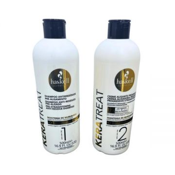 Kit Indreptare Progresiva  a parului Keratreat (Sampon Si Crema Indreptare), Haskell, 500ml + 500ml
