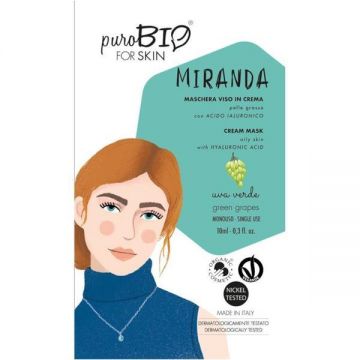 Masca crema ten gras MIRANDA struguri verzi, - PuroBio, 10 ml