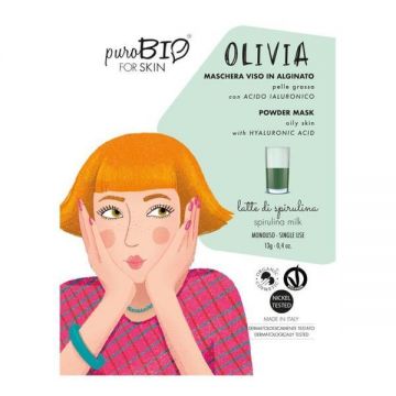 Masca peel-off ten gras OLIVIA spirulina, - PuroBio, 13 g