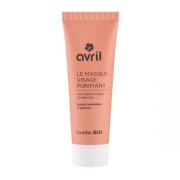Masca purificatoare cu argila alba si rosie, 50ml - Avril