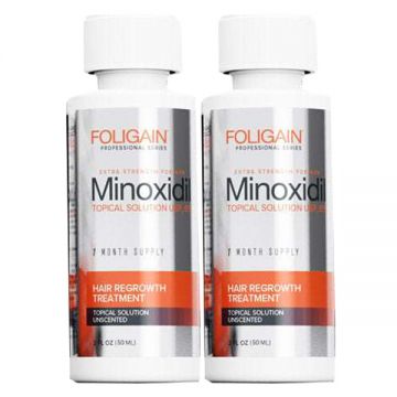 Set Solutie pentru Cresterea Parului, Foligain, Minoxidil 5%,  Pipeta Inclusa, 2x 60ml