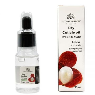 Ulei de cuticule uscata cu pipeta cu aromă de lychee, Global Fashion, 15 ml
