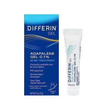 Gel de Fata, Differin, Acne Treatment, Adapalene, Anti-Acnee, Retinol 0,1%, pentru Piele Sensibila, impotriva Rosetii si Iritatiilor, 15gr