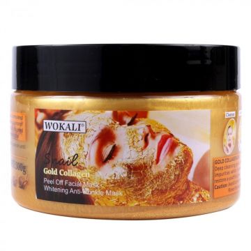 Masca de fata exfolianta cu Melc, Aur 24K si Colagen, Efect anti-rid, Wokali Snail Gold Collagen Whitening, 300 g