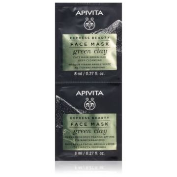 Apivita Express Beauty Cleansing Face Mask Green Clay masca de curatare si netezire cu argila verde