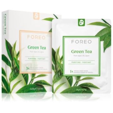 FOREO Farm to Face Sheet Mask Green Tea masca de celule cu efect calmant pentru ten mixt