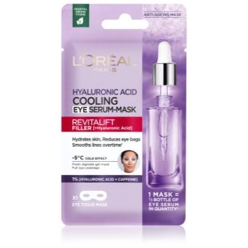L’Oréal Paris Revitalift Filler Mască textilă cu efect de iluminare și hidratare pentru ochi