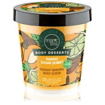 Organic Shop Body Desserts Mango Sugar Sorbet exfoliant din zahăr, pentru regenerare pentru corp