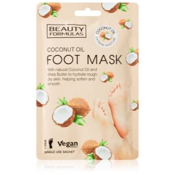 Beauty Formulas Coconut Oil masca hranitoare pentru picioare
