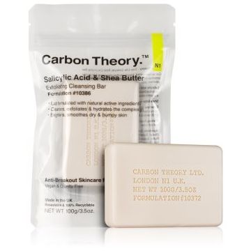 Carbon Theory Salicylic Acid & Shea Butter sapun gentil pentru curatare cu efect exfoliant