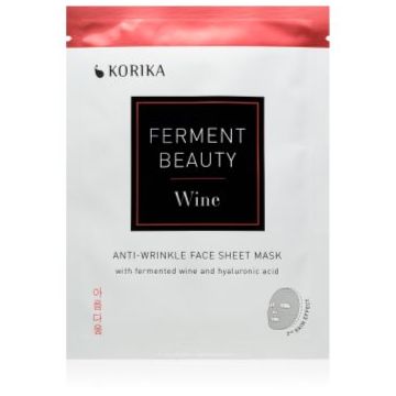 KORIKA FermentBeauty Anti-wrinkle Face Sheet Mask with Fermented Wine and Hyaluronic Acid mască facială de pânză cu efect anti-rid, cu vin fermentat și acid hialuronic