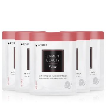 KORIKA FermentBeauty Set of 5 Anti-wrinkle Face Sheet Masks with Fermented Wine and Hyaluronic Acid set de măști de față la un preț mai avantajos