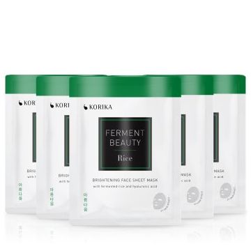 KORIKA FermentBeauty Set of 5 Brightening Face Sheet Masks with Fermented Rice and Hyaluronic Acid set de măști de față la un preț mai avantajos