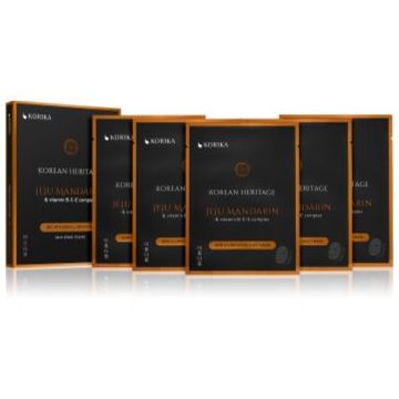 KORIKA Korean Heritage Set of 5 Skin Illuminating Face Sheet Masks set de măști de față la un preț mai avantajos pentru o piele mai luminoasa