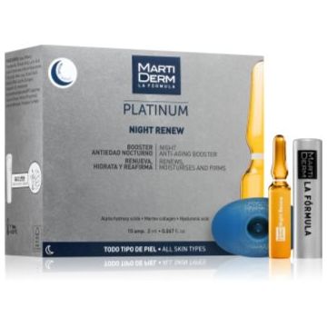 MartiDerm Platinum Night Renew ser de noapte antirid in fiole