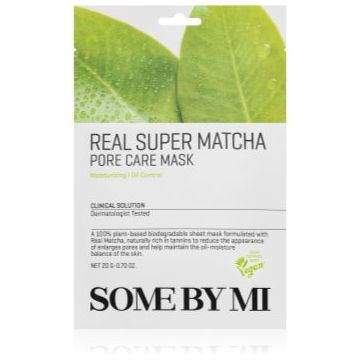 Some By Mi Clinical Solution Super Matcha Pore Care Mask mască textilă de îngrijire pentru a improspata porii si pielea cu aspect obosit