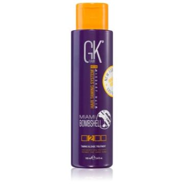 GK Hair Miami Bombshell Taming Blonde Treatment masca cu keratina pentru parul blond cu suvite