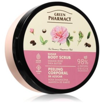 Green Pharmacy Damask Rose & Shea Butter Body Scrub exfoliant de corp cu zahăr