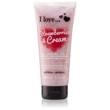 I Love Strawberries & Cream gel de duș cu efect exfoliant