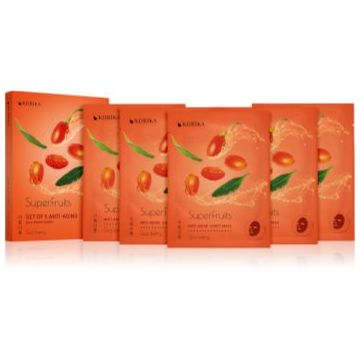 KORIKA SuperFruits Goji Berry - Set of 5 Anti-aging Face Sheet Masks set de măști de față la un preț mai avantajos cu efect de intinerire Goji berry