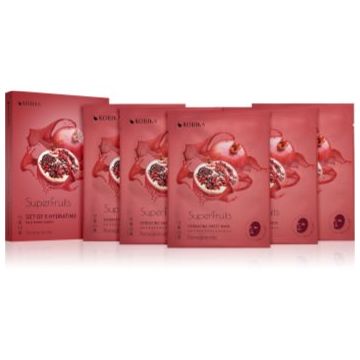 KORIKA SuperFruits Pomegranate - Set of 5 Hydrating Face Sheet Masks set de măști de față la un preț mai avantajos cu efect de hidratare Pomegranate